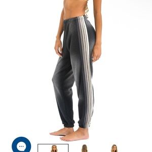 Aviator Nation Charcoal Gray Track Joggers with White Stripe